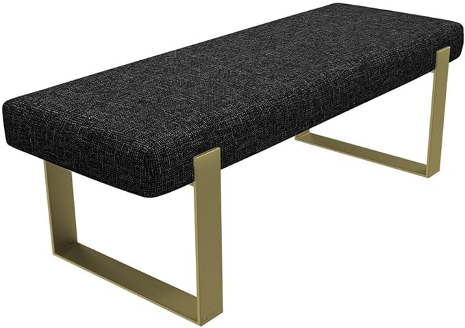 VANT Upholstered Bed Bench - Weave Prestige - Burnished Brass - Contemporary Modern, Bedroom Bench Seat, Hallway, or Entryway