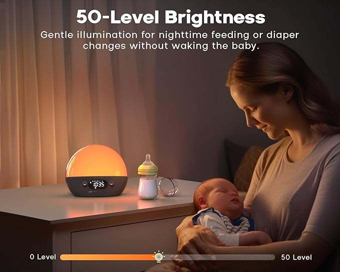 MOMILLA Sunrise Alarm Clock with Bluetooth Speaker, White Noise Sound Machine, Alarm Clocks for Heavy Sleepers Bedrooms, Wake up Light Night Lights Lamp, Chirstmas Gifts for Boys and Girls Adults