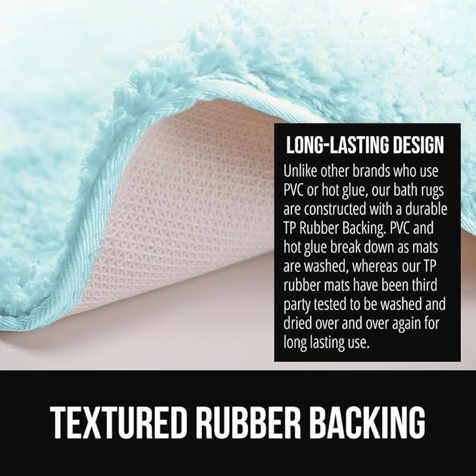 GORILLA GRIP Ultra Soft Plush Bathroom Rugs with Textured Rubber Backing, Absorbent Quick Dry Bath Mat, Machine Washable Shower Mats, Home Décor Accessories Bathmat Rug Essentials, 30 x 18 Light Blue