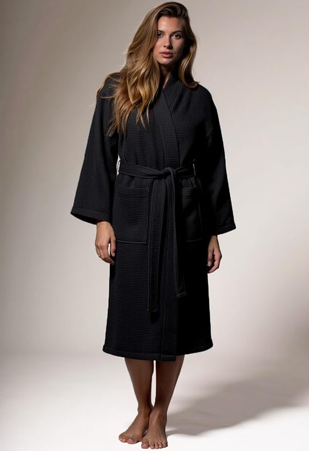 Turquaz Lightweight Full-Length Robes For Women Waffle Kimono Bathrobe - Soft, Fast-Drying, Long-Lasting Cotton Blend Unisex