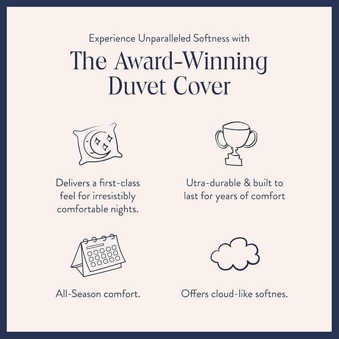 Brooklinen Luxury Sateen Duvet Cover Set - 100% Cotton, Full/Queen Size in Abyss Blue - Includes 1 Duvet Cover and 2 Standard Pillowcases - Best Full/Queen Duvet Covers