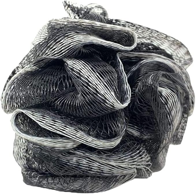 24 Bamboo Charcoal Infused Black Bath or Shower Sponge Loofahs Pouf Medium Mesh Wholesale Bulk LOT