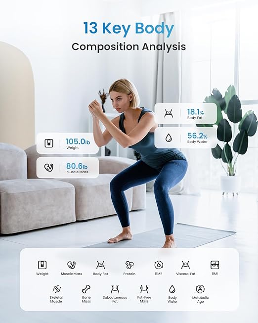 RENPHO Smart Scale for Body Weight, Digital Bathroom Scale BMI Weighing Bluetooth Body Fat Scale, Body Composition Monitor Health Analyzer with Smartphone App, 400 lbs - Elis 1