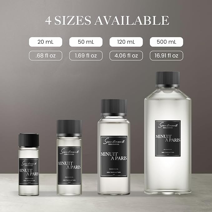 Scentiment Diffuser Oil - Minuit à Paris | Aromatherapy Home Fragrance | Inspired by Luxury Five Star Hotel Scents | Luxurious Scent with Notes of Amber, Sandalwood, Vanilla (500 mL)