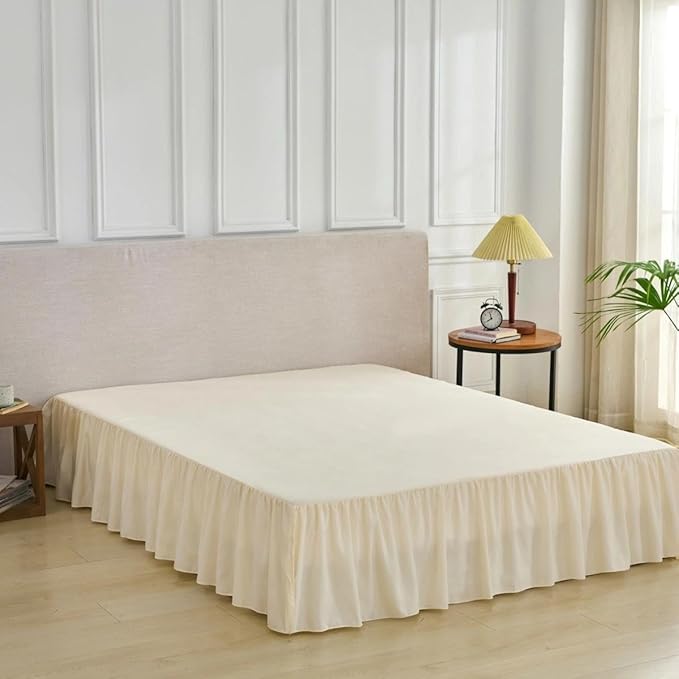 Bed Skirt Full Size Ruffled Bed Skirt with Split Corners, Full Bed Skirts 12 Inch Drop with Platform, 12'' Full, Beige