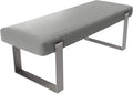 VANT Upholstered Bed Bench - Vintage Leather Light Grey - Brushed Nickel - Contemporary Modern, Bedroom Bench Seat, Hallway, or Entryway