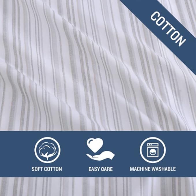 Tommy Bahama - King Sheets, Cotton Percale Bedding Set, Crisp & Cool, Stylish Bedding Set (Kahanu Stripe Grey, King)