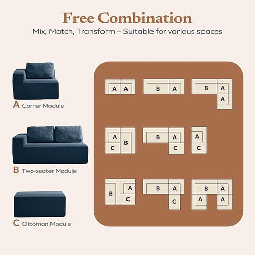 106" 3-Seater Sofa, Cloud Modular Sofa with Certified Foam, Upholstered Floor Sofa with Deep Seat, Upholstered Sofa for Bedroom Living Room, No Assembly Required (Teddy Boucle, Blue)