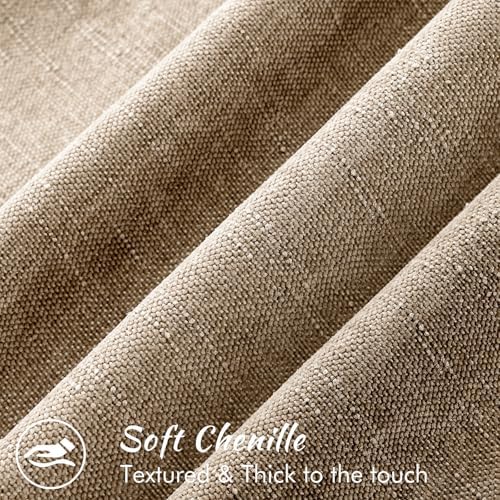 decorUhome Chenille Throw Pillow Covers 24x24 Set of 2, Light Taupe - Image 2