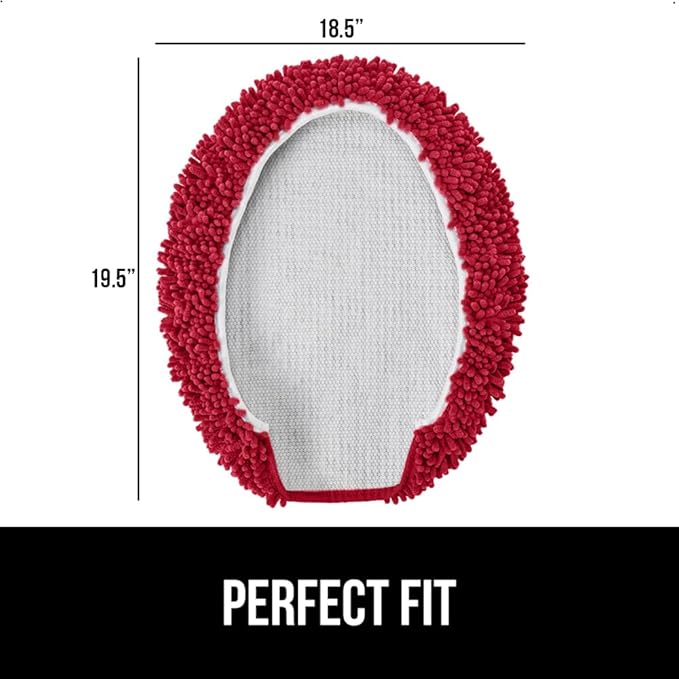 GORILLA GRIP Soft Chenille Bathroom Toilet Lid Cover, Machine Washable Seat Covers, 19.5x18.5, Stays in Place Rubber Backing, Fits Most Round, Elongated and Oblong Lids, Accessories Decor, Red