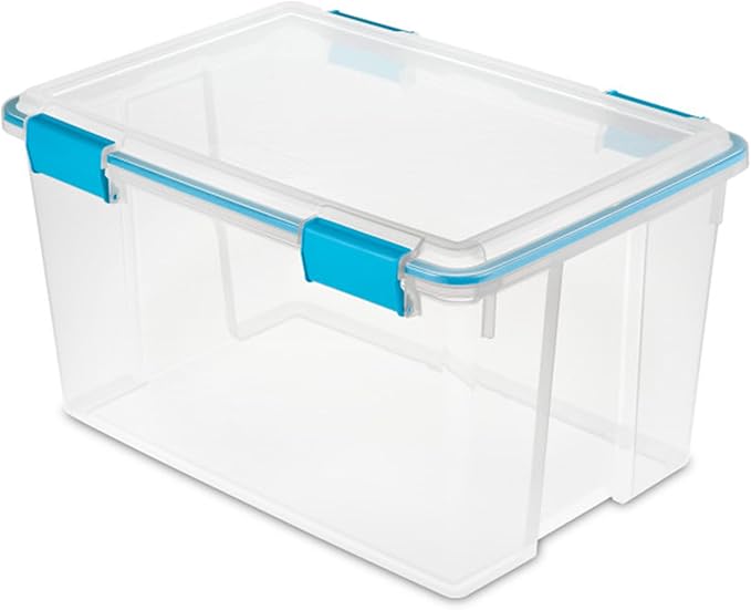 Sterilite 16-Pack Gasket Box, Weather-Resistant Storage Bins with Latching Lids, 54 Quart - Heavy-Duty Organizing Containers for Closet, Bathroom, and Office
