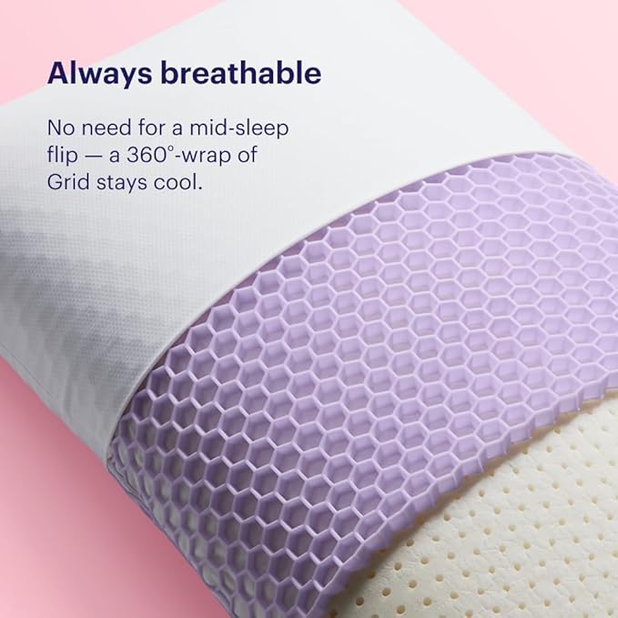 Purple Harmony Pillow - Standard - Medium, Greatest Pillow Ever Invented, 360º Hex Grid & Talalay Latex Core - No Pressure Support, Stays Cool, Luxurious Comfort