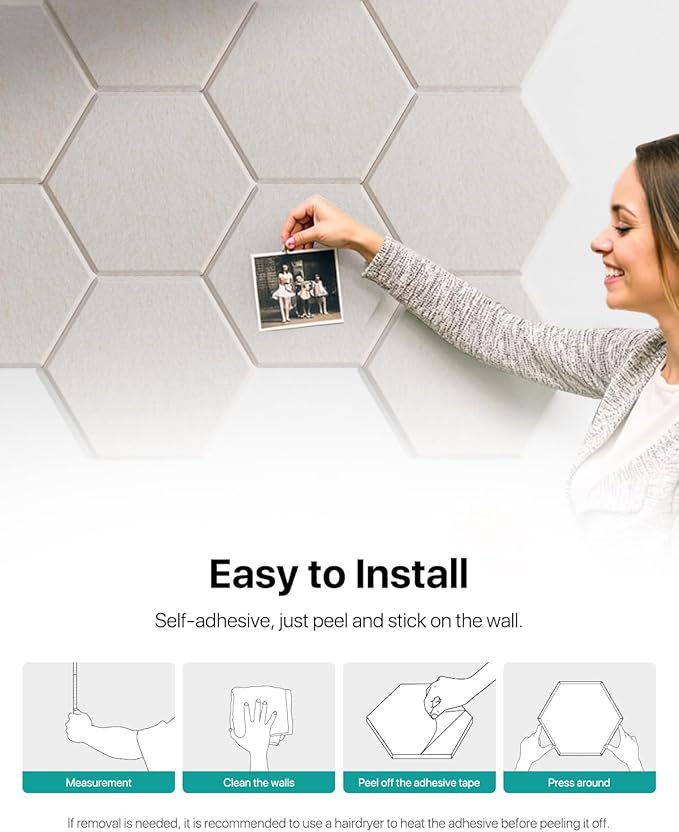 Soundsbay Acoustic Panels, 18 Pack Hexagon Soundproof Wall Panels High Density Sound Absorbing Panel, Sound Proof Foam Panels for Walls, Office, Reccording Studio, Ceiling 12" X 10" X 0.4", Beige