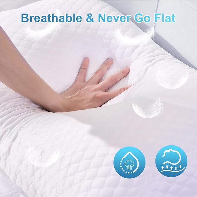 NTCOCO Cooling Bed Pillows for Sleeping Shredded Memory Foam Adjustable Gel for Side Stomach Back Sleepers Washable Removable Cover Standard Size Pack of 1