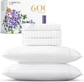 Carressa Linen Striped Split King Sheets Sets for Adjustable Bed - 100% Egyptian Cotton 600 Thread Count 5 PC Top Split King Sheet (White), 16" Deep Pocket Soft Cooling Luxury Hotel Damask Sheets