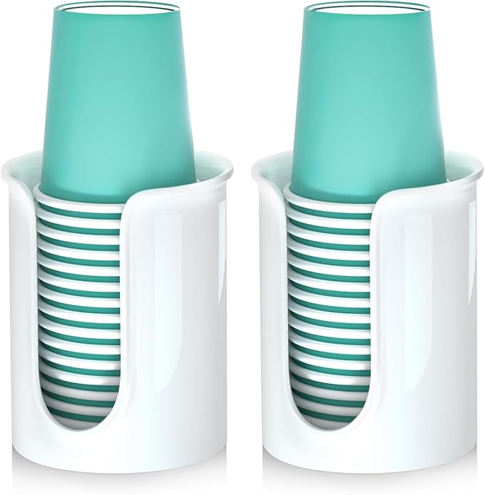 Bathroom Cup Holder White Disposable Paper Cup Dispenser, for 5 Ounce Bath Cups,2 Pack Mouthwash Cup Holder 5oz Cup Dispenser for Bathroom Countertop