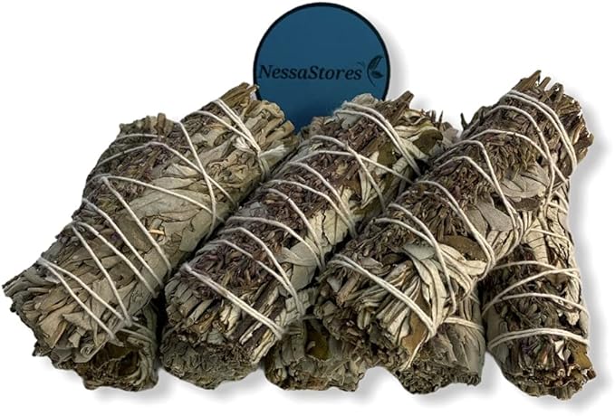 NESSASTORES - White Sage + Yerba Santa + Lavender Smudge Incense 4" Bundle #JC-198 (60 pcs)