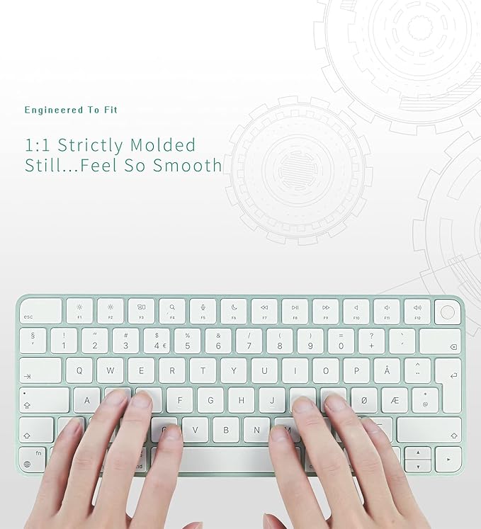 Keyboard Cover for New M4 iMac Magic Keyboard(Europe Layout, 7 Shape Enter Key) Model A3118/A2449, Touch ID Version w/o Numeric Key - Ultra Thin, Protective and Clear Protector Skin