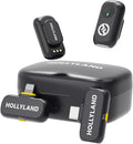 Hollyland Lark A1 Wireless Mini Microphone for iPhone & Android, 48kHz/24-bit, 3-Level Intelligent Noise Cancel, Microphone for YouTube, Podcast, Vlogging (Black, 2TX + 2RX + Charging Case)