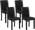 Giantex Black Dining Chairs Set of 4, Faux Leather Upholstered Parsons Kitchen Chairs with Solid Rubber & Bent Wood Legs, Thick Padded Seat, Armless Side Chairs for Living Dining Room Restaurant