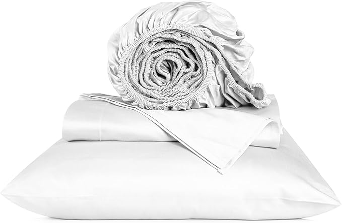 URBANHUT 800 Thread Count 100% Cotton Twin Size Sheets, Luxury 4 Piece Twin Bedsheets, Hotel Sheets Sateen Finish - Better Than Egyptian, 14" Elasticized Deep Pocket - White