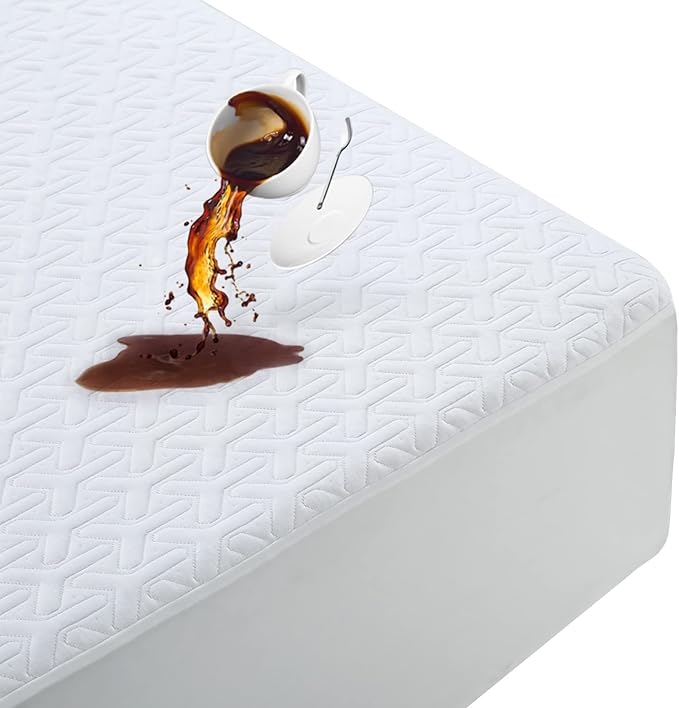 MERITLIFE 100% Waterproof Twin XL Size Mattress Protector Noiseless College Dorm Room Bed Mattress Cover Extra Long Single Cooling Breathable Soft Washable (White,Twin XL 39"x80")