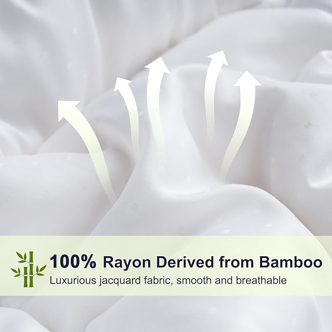 YOUR MOON Luxurious All Season Wool Comforter Queen Size 100% Natural Australian Wool Duvet, Hypoallergenic Premium Filled Comforter, Noiseless Jacquard Rayon Derived from Bamboo Shell(White)