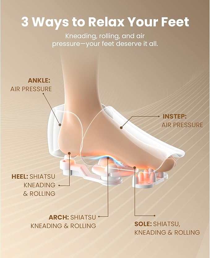 BOB AND BRAD Foot Massager with Heat and Remote, Shiatsu Deep Kneading Electric Feet Massager Machine for Plantar Fasciitis, Men Size 12