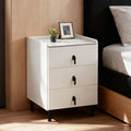 Lamberia Narrow Nightstand with 3 Drawers, Narrow Side Table, Small Bedside Table for Bedroom, Living Room, End Table for Small Space, Cream White，15.8''W x 15.8" D x 23.5" H