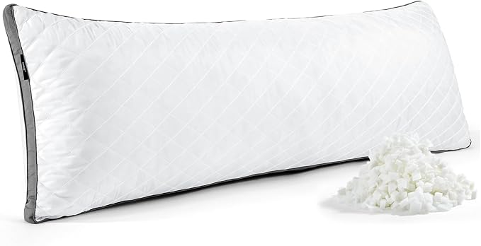 Shredded Memory Foam Full Body Pillow, Long Hugging Bed Pillows for Adults, Breathable Extra-Firm Large Pillow for Side Sleep, Big Support Body Pillow for Sleeping (20 x 54 Inches)
