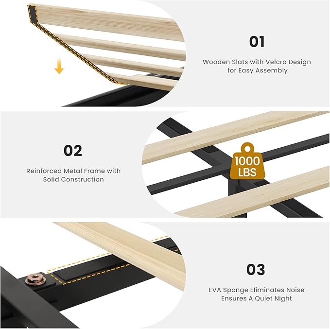 VIAGDO Queen Bed Frame with Storage Headboard and Charging Station, Leather Upholstered Bed Frame Queen Size with 4 Drawers and LED Lights, Type C and USB, No Box Spring Needed, Black