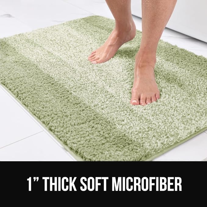 GORILLA GRIP Ultra Soft Plush Bathroom Rugs with Textured Rubber Backing, 34 x 24 Absorbent Quick Dry Bath Mat, Machine Washable Shower Mats, Home Décor Accessories Bathmat Rug Essentials, Sage