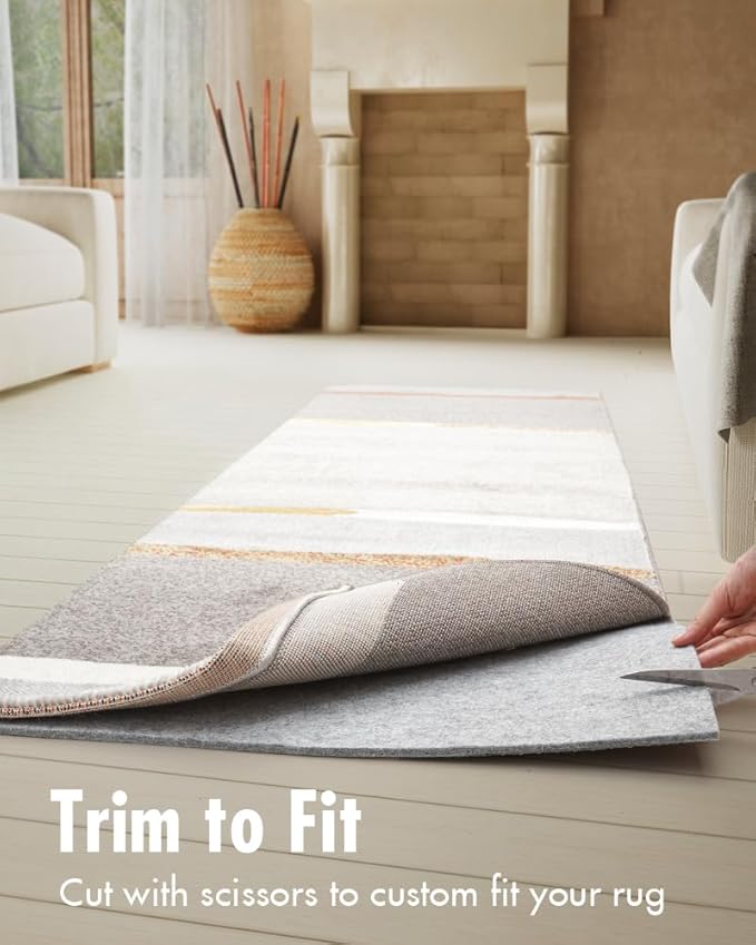 Resare Non Slip Rug Pad Gripper Extra Thick Dual Surface Felt Under Rug for Area Rugs and Hardwood Floors,Super Cushioned Non Skid Carpet Padding - 2x6 Feet 1/4" Double-Sided Non Slip