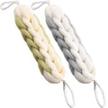 AARAINBOW 2 Packs Upgraded Long Stretch Back Sponge with Rope Handles Back Scrubber Bath Shower Mesh Sponge Exfoliating Body Scrub Stretch Braided Loofah for Men Women Shower Rope (Gray+Green)