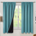 BGment 100% Blackout Curtains 63 Inches Long 2 Panels for Bedroom with Thermal Insulated Black Liner, Double Layer Room Darkening Curtains with Rod Pocket, Sea Teal, 42 x 63 Inch