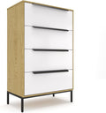tinge Lira Premium Fabric Dresser - Solid Wooden Frame, 4 Spacious Sag-Proof Drawers with Sleek Metal Handles - Sleek & Durable Storage Solution for Your Home (Light Brown)