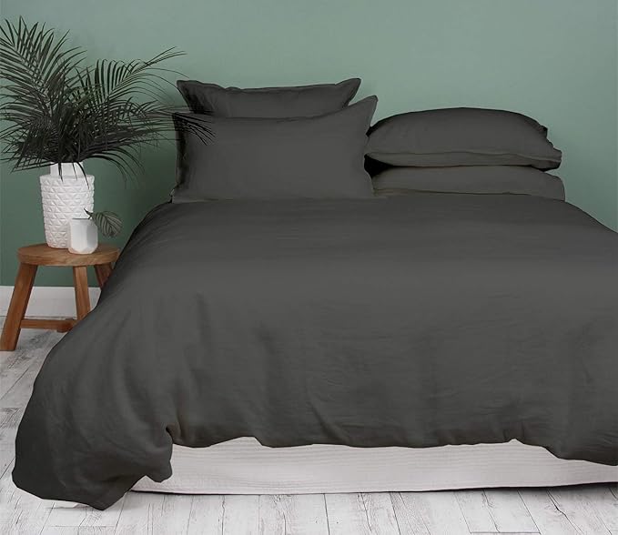 Queen/Full Duvet Cover 1000 Thread Count 100% Egyptian Cotton Luxury Hotel Quality Dark Grey Quilt Cover & Pillow Sham - 5Pc All Season Duvet Cover Set with Zipper Closure, 6 Corner Ties