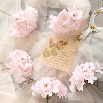 Tifuly Hydrangea Artificial Flowers -12 pcs Realistic Fake Hydrangea Silk Flowers with Stems Faux Hydrangea Flowers Heads for Office Home Party Wedding Centerpiece DIY Floral Decor (Pink)