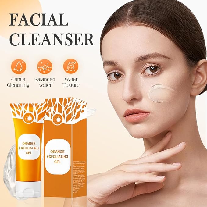 Orange Exfoliating Gel for Face & Body,Deep Pore Cleansing Gel Peeling Scrub,Remove Blackheads Moisturize Cleansing Scrub,Gentle Exfoliator for All Skin Types (Orange/1pcs, 100ML)