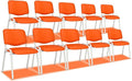VINGLI Orange 10-Pack PU Stackable Chairs Set for Waiting Room, Church, Conference, Office Guest & Reception, Meeting, Lobby - Simple & Space-Saving