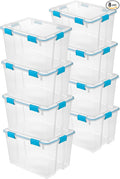 Sterilite 8-Pack Gasket Box, Weather-Resistant Storage Bins with Latching Lids, 80 Quart - Heavy-Duty Organizing Containers for Closet, Bathroom, and Office