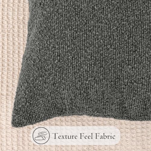 JoraLion 14x24 inch Boucle Lumbar Pillow Cover, Dark Grey Woven Texture Neutral - Image 6