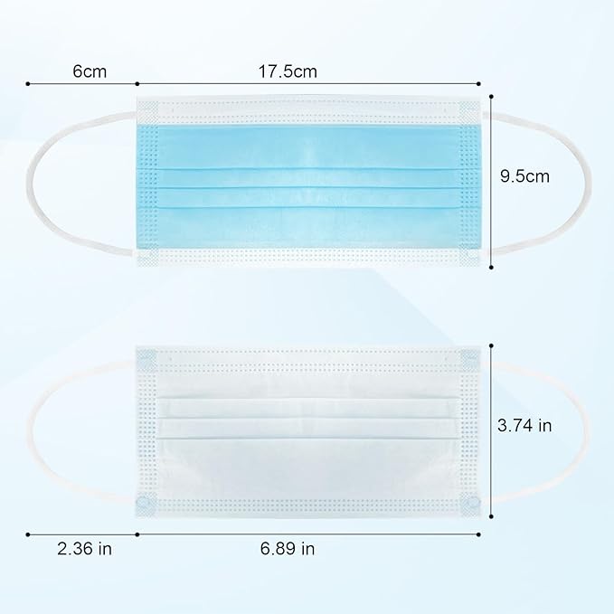 DR.MOXA 1000 Pack Disposable Medical Face Masks Breathable(10 Boxes, 100pcs/Box) 3 Ply Masks for Protection Blue