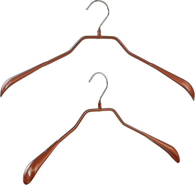Mawa by Reston Lloyd, Non-Slip Steel Suit/Jacket Hanger, Wide Supportive Sholders with Rotating Hook, Copper, Set of 2