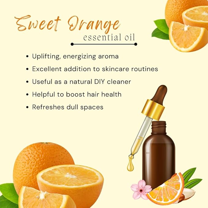 Sweet Orange Essential Oil - 16 fl oz (473 ml) Amber Glass Bottle - 100% Pure Essential Oil - GreenHealth