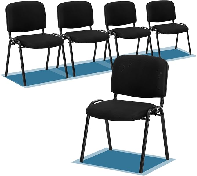 VINGLI Waiting Room Chairs - 5-Pack Black Mesh Church & Conference Room Chairs, Armless Stackable Office Guest & Reception Chairs for Meeting Room & Office Lobby
