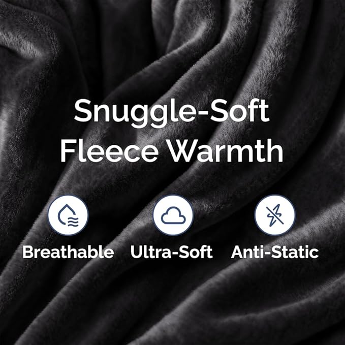 Ultra Soft Fleece Blanket King Size - Flannel Fleece Luxury King Blanket - Lightweight for Couch Bed Chair - Thick, Warm and Breathable - All Season Cozy Fuzzy, Anti-Static Microplush Bedding, Black