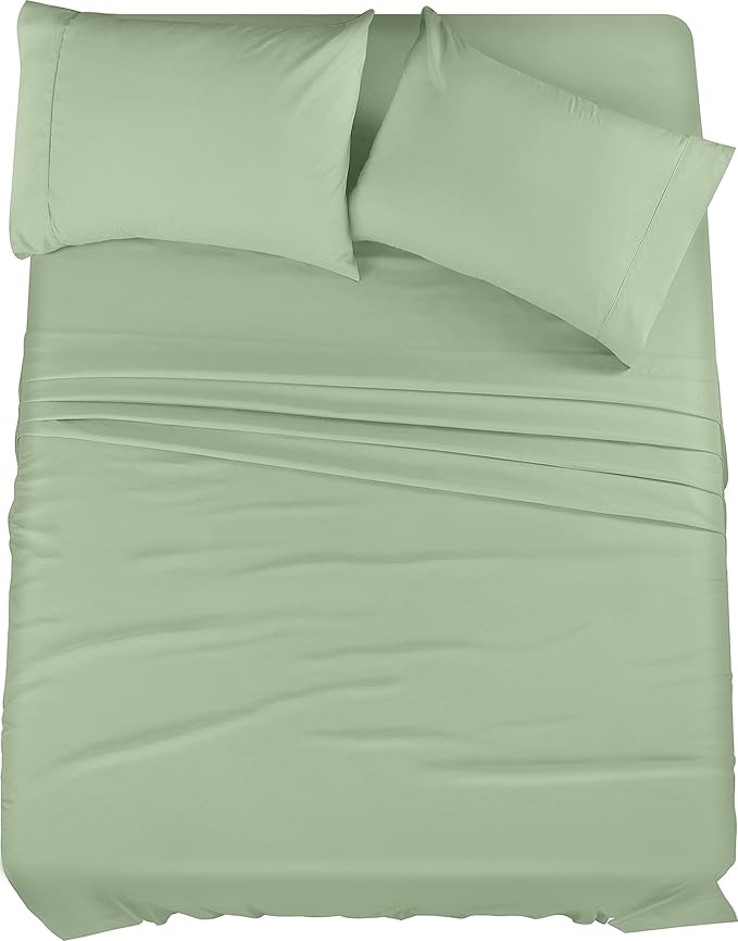 Utopia Bedding King Sheet Set – 4 Piece Bed Sheets for King Size Bed, Soft and Breathable Microfiber, Includes 1 Fitted Sheet, 1 Flat Sheet and 2 Pillowcases (Sage)