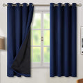 BGment Thermal Insulated 100% Blackout Curtains for Bedroom with Black Liner, Double Layer Full Room Darkening Noise Reducing Grommet Curtain (52 x 63 Inch, Navy Blue, 2 Panels)