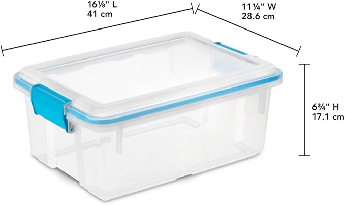 Sterilite 6-Pack Gasket Box, Weather-Resistant Storage Bins with Latching Lids, 12 Quart - Heavy-Duty Organizing Containers for Closet, Bathroom, and Office